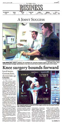 Press Release 4.26.2003 – Computer-guided Total Knee Replacements