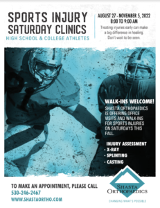 Saturday Sports Injury Clinic at Shasta Orthopaedics